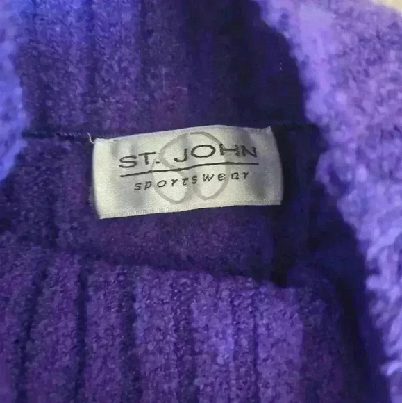 St. John Sportswear Womens Purple Wool Chunky Knit Turtleneck Sweater S - Picture 10 of 11